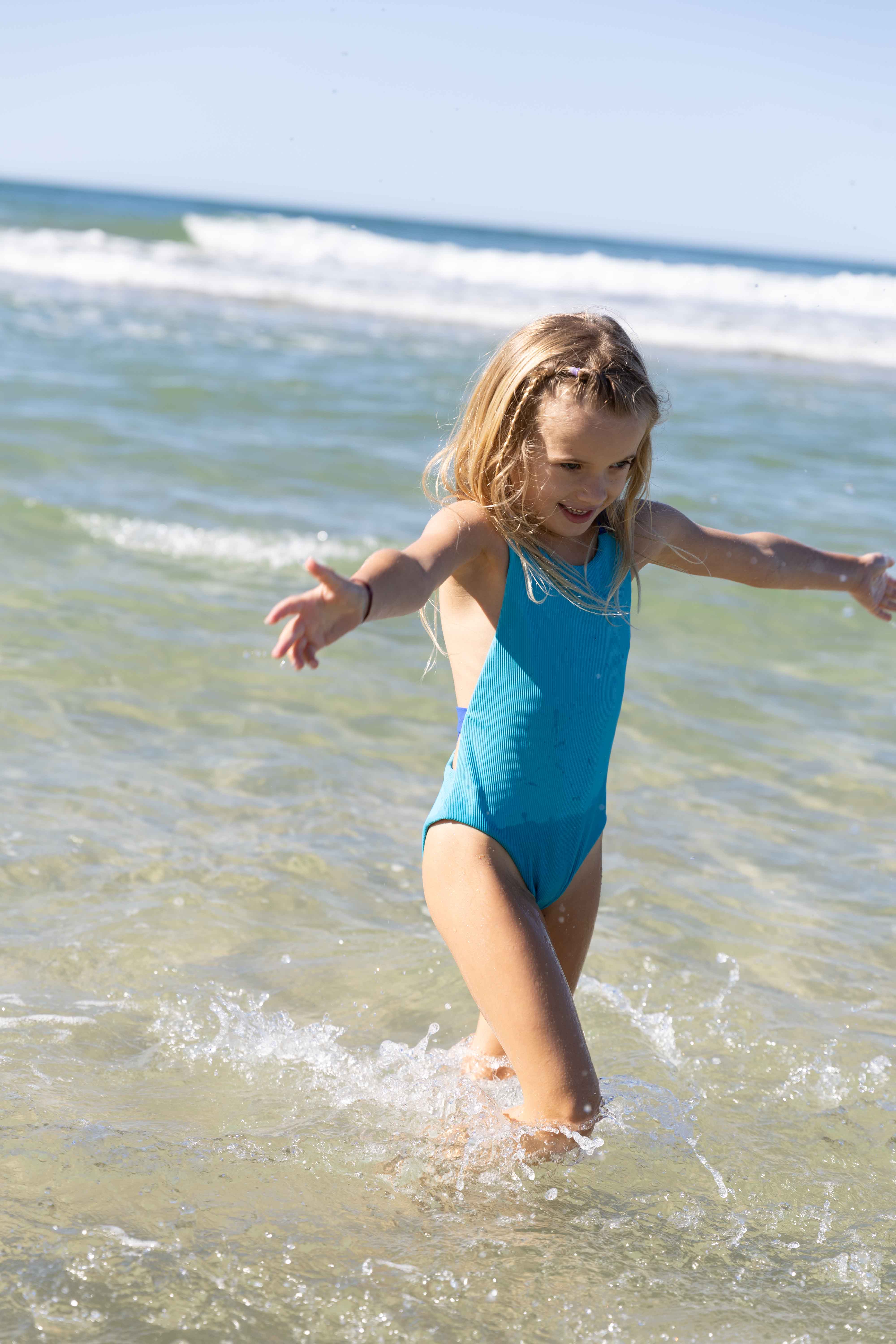 Sunback Swimsuit - Turquoise with Royal Blue Back