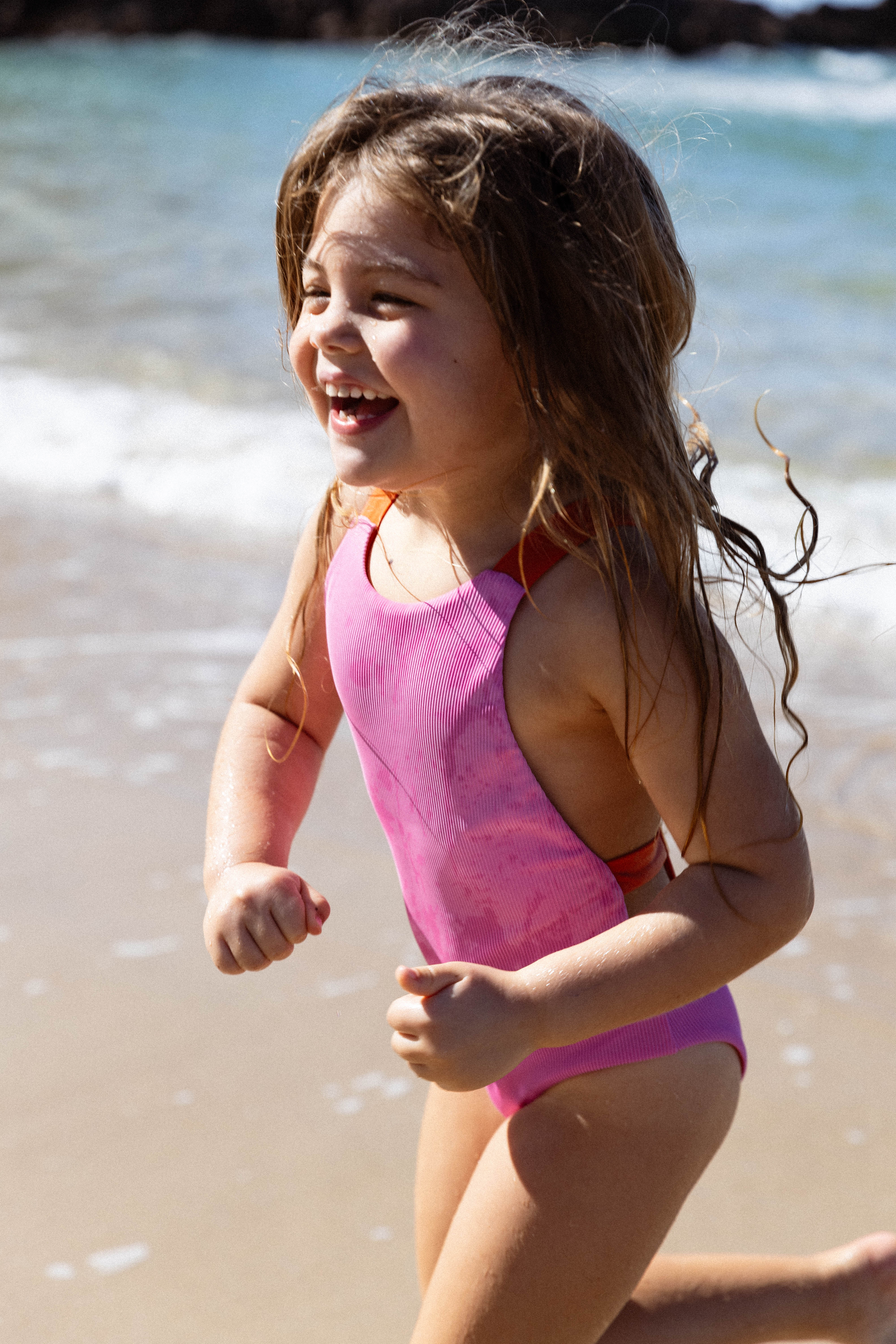 Sunback Swimsuit - Pink with Burnt Orange Back