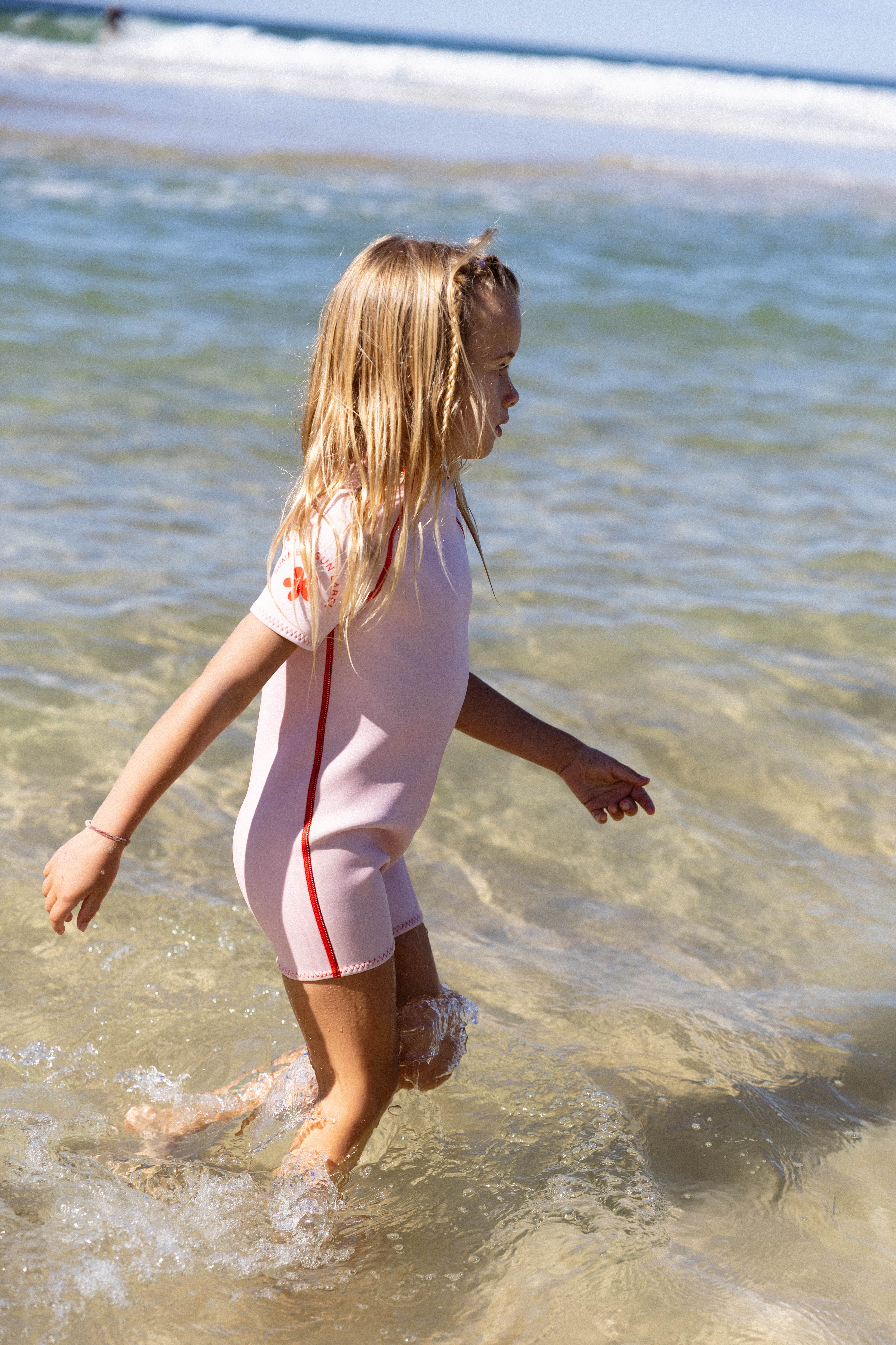Short Sleeve Springsuit - Powder Pink/Tomato