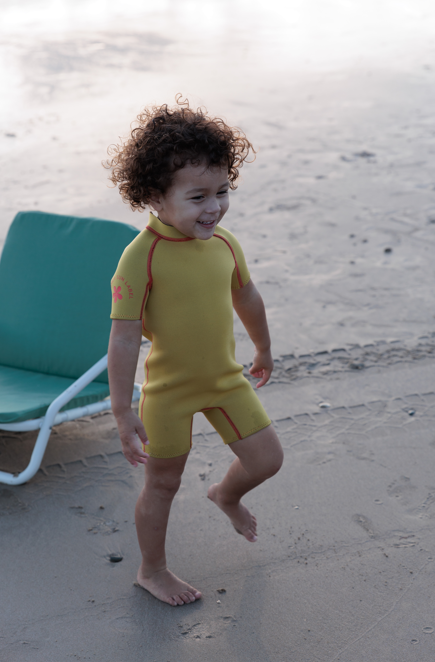 Short Sleeve Springsuit - Mustard/Tomato