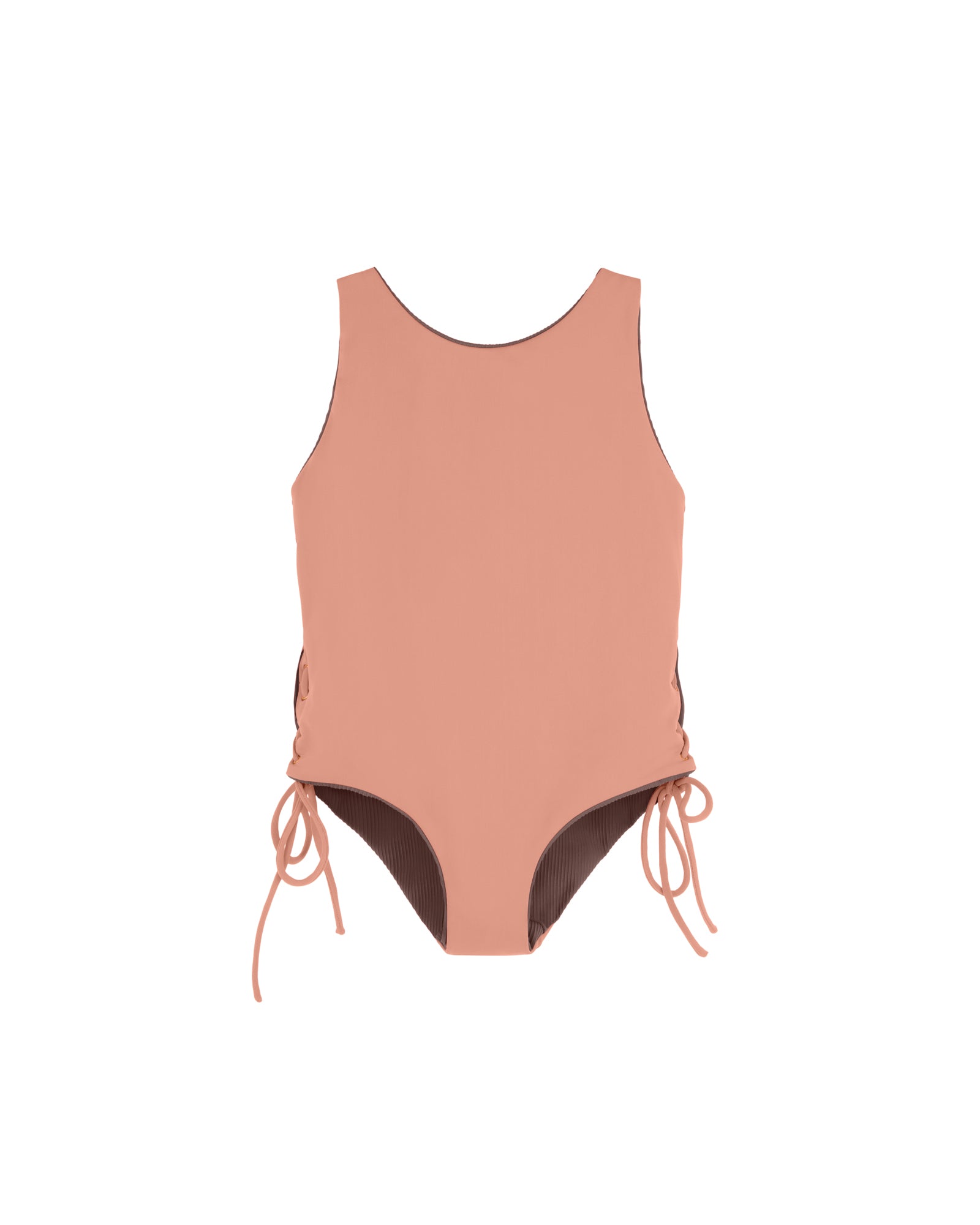 Tie Side Swimsuit - Chocolate with Honey Glow Tie Sides