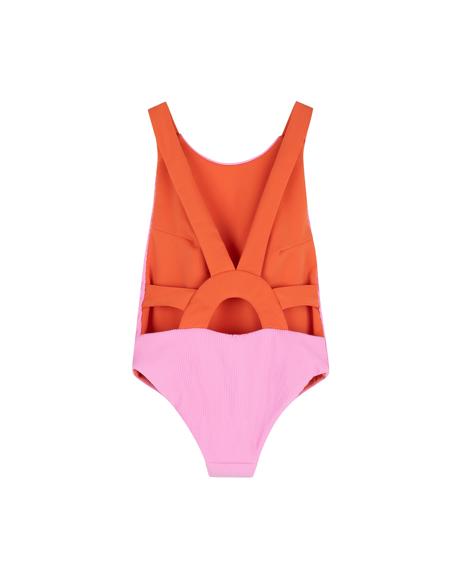 Sunback Swimsuit - Pink with Burnt Orange Back