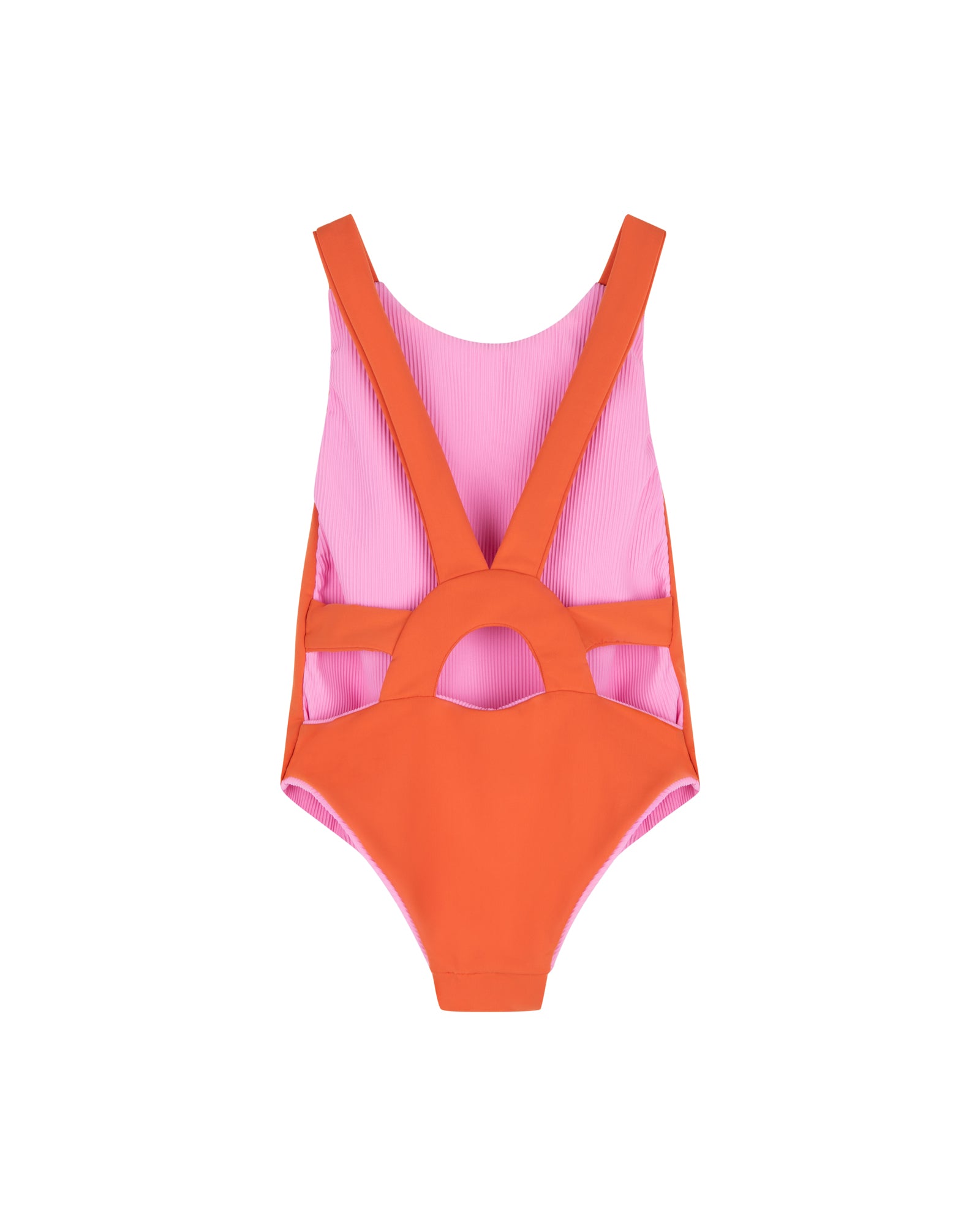 Sunback Swimsuit - Pink with Burnt Orange Back