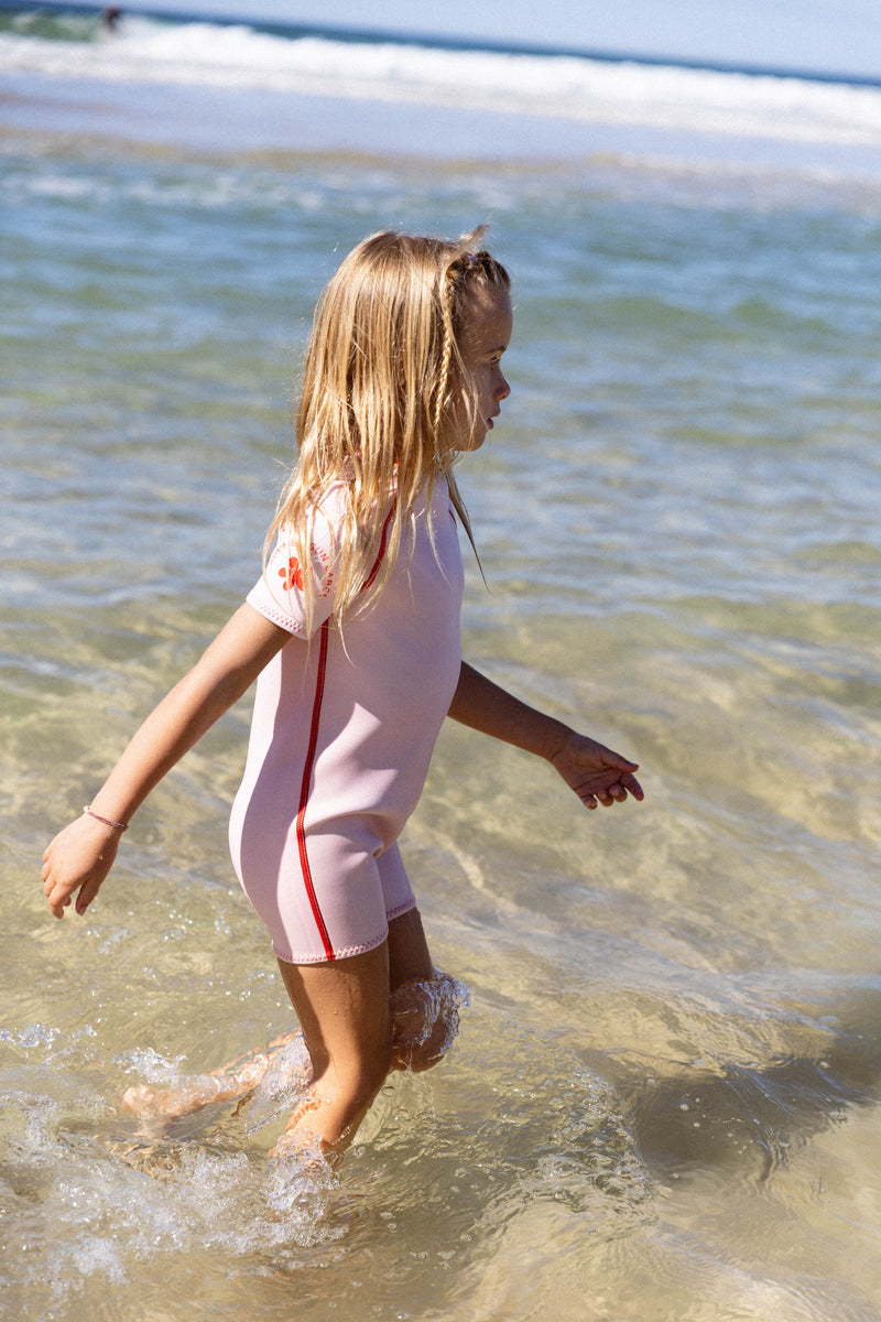 Short Sleeve Springsuit - Powder Pink/Tomato