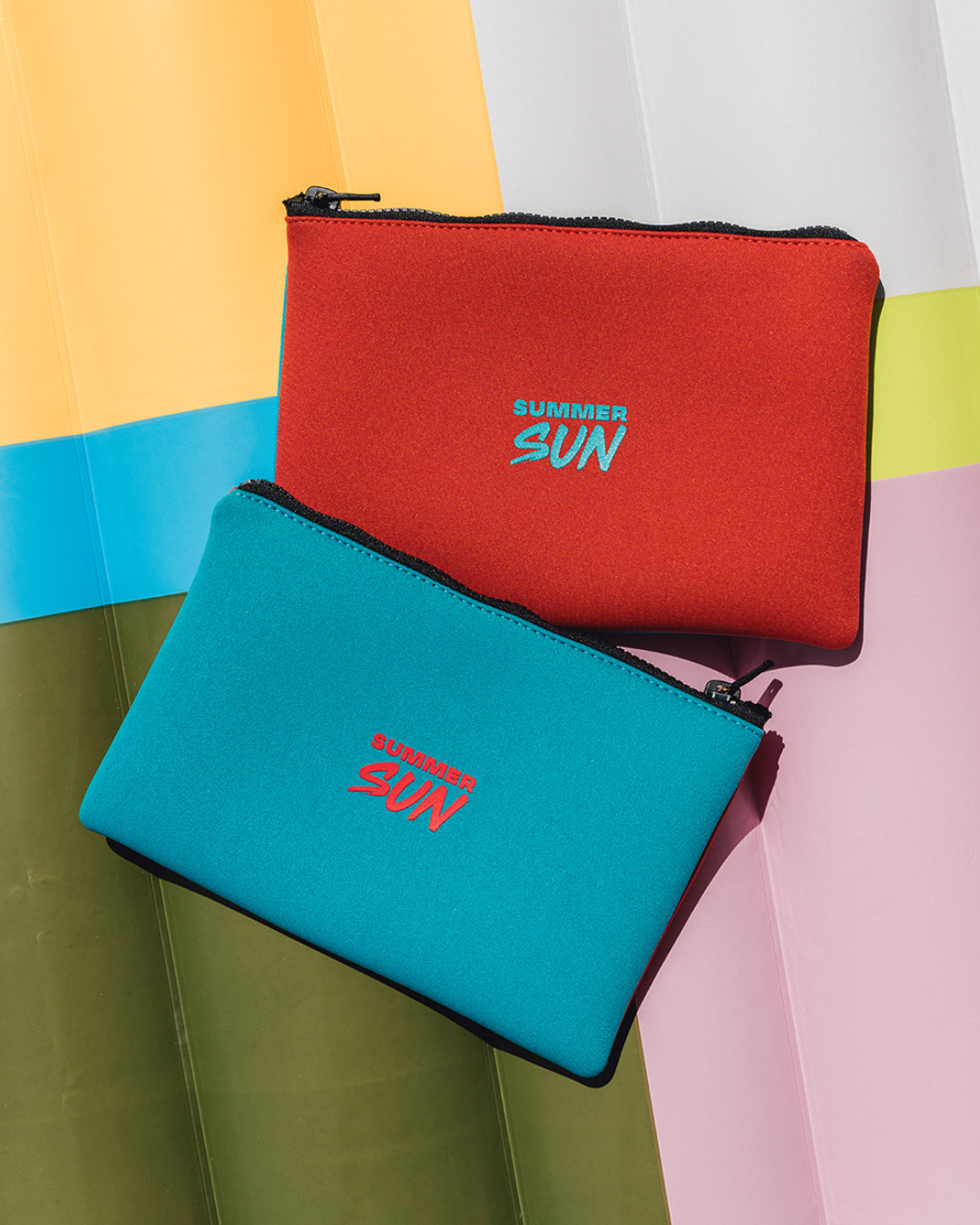 Beach Pouch - Tomato/Teal