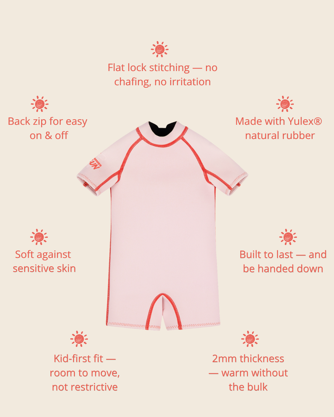 Short Sleeve Springsuit - Powder Pink/Tomato