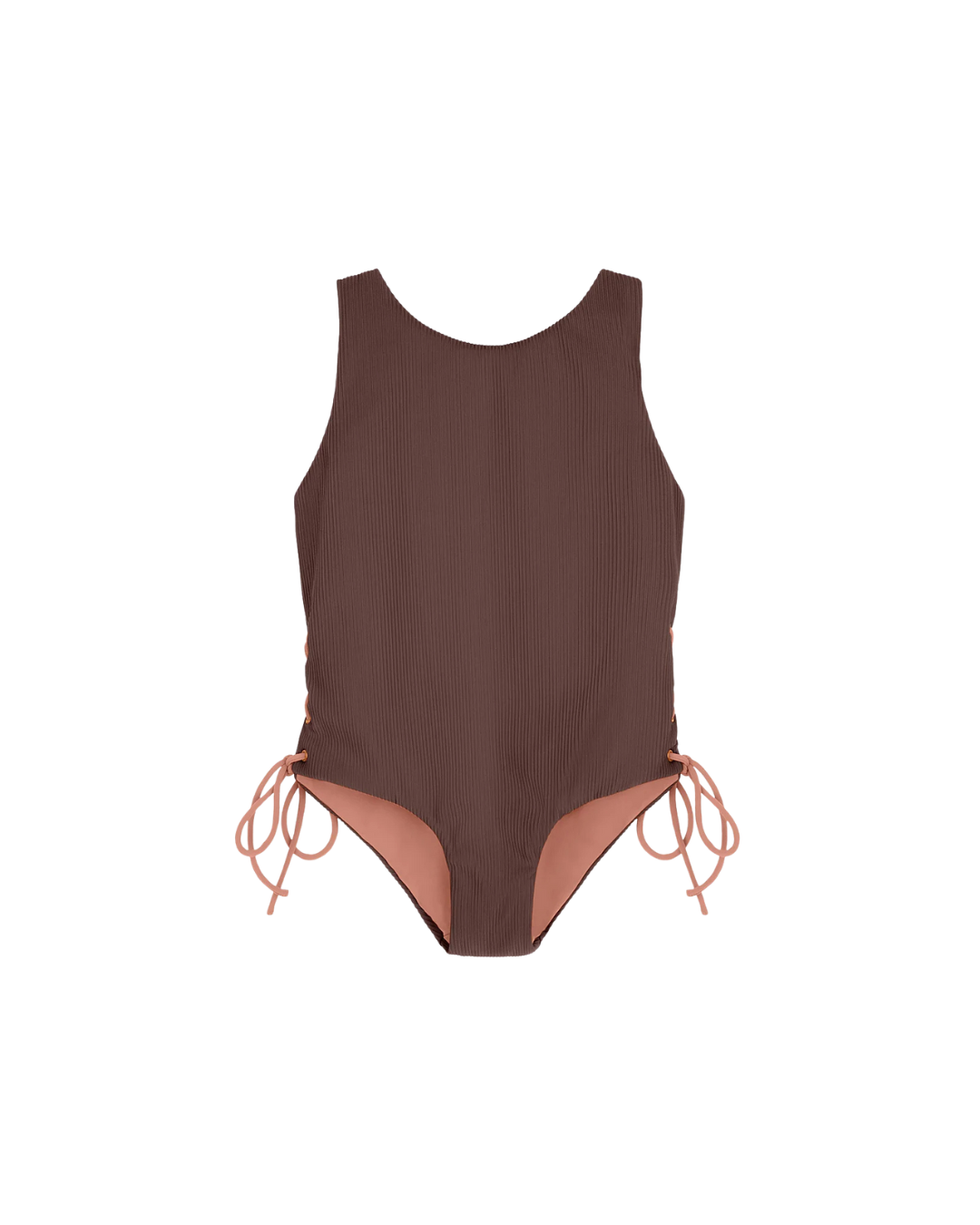 Tie Side Swimsuit - Chocolate with Honey Glow Tie Sides