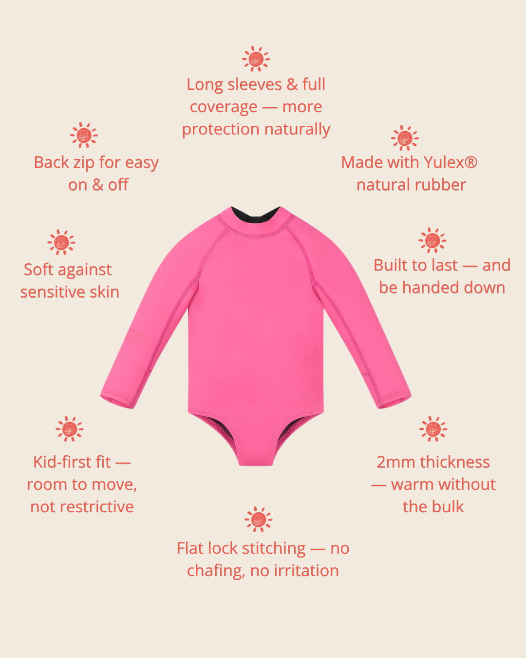 Long Sleeve Paddle Suit - Candy Pink