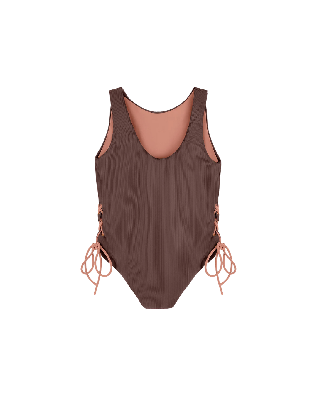 Tie Side Swimsuit - Chocolate with Honey Glow Tie Sides