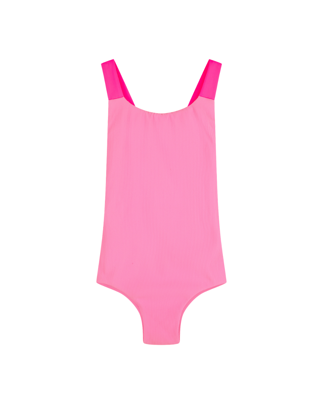 Cross Back Ruched Swimsuit  - Pink with Candy Pink Straps