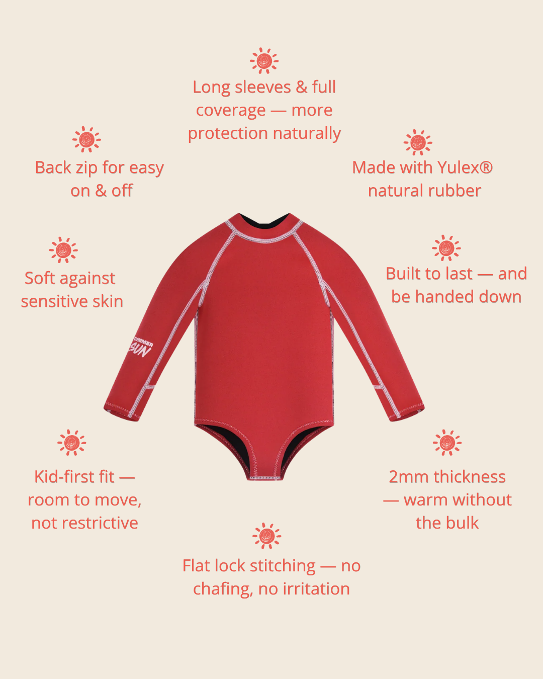 Long Sleeve Paddle Suit - Tomato /Powder Pink