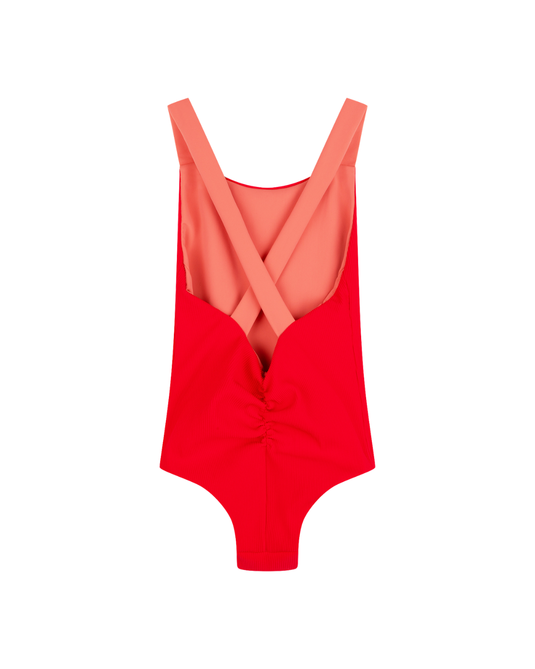 Cross Back Ruched Swimsuit  - Red with Crab Apple Straps