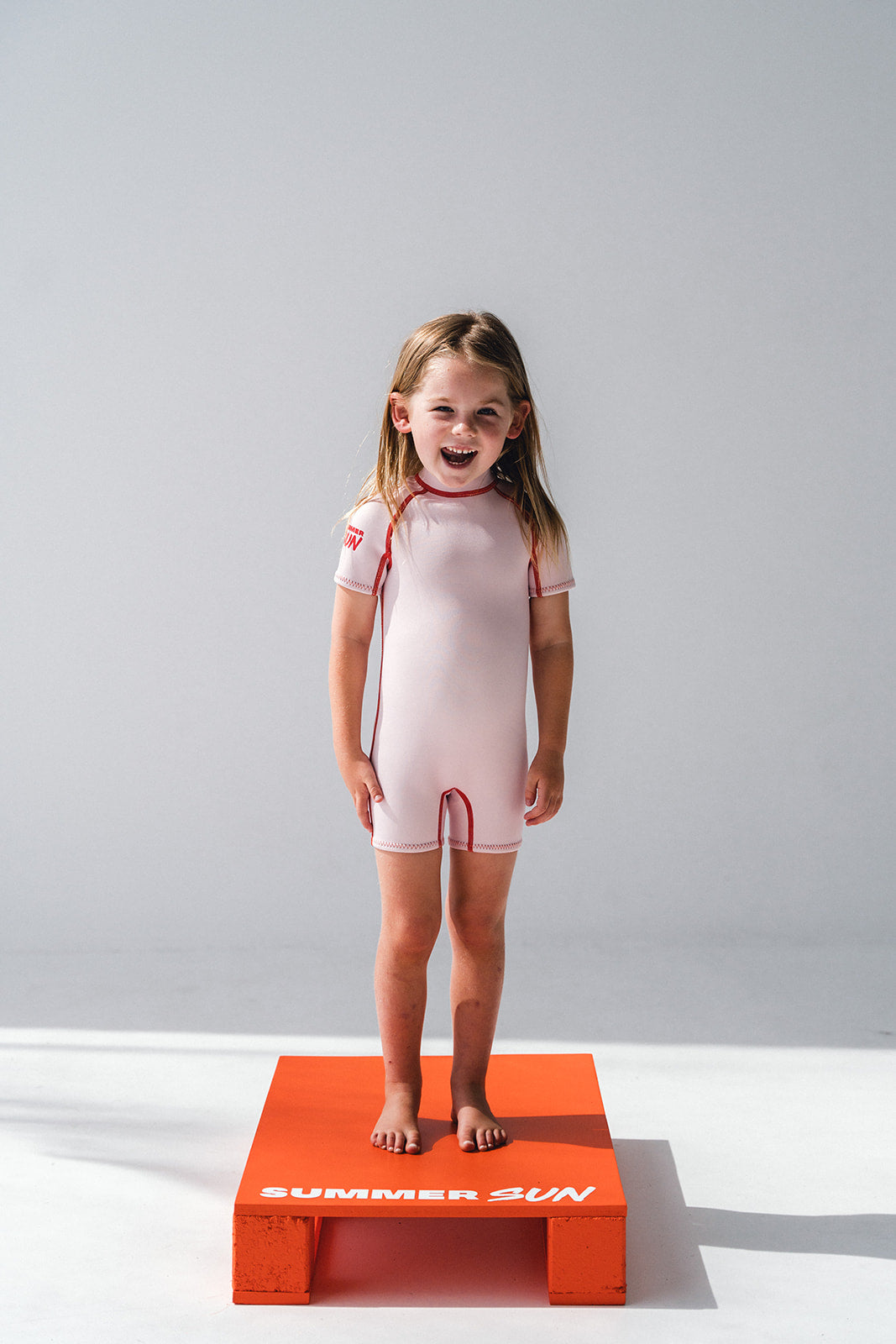 Short Sleeve Springsuit - Powder Pink/Tomato