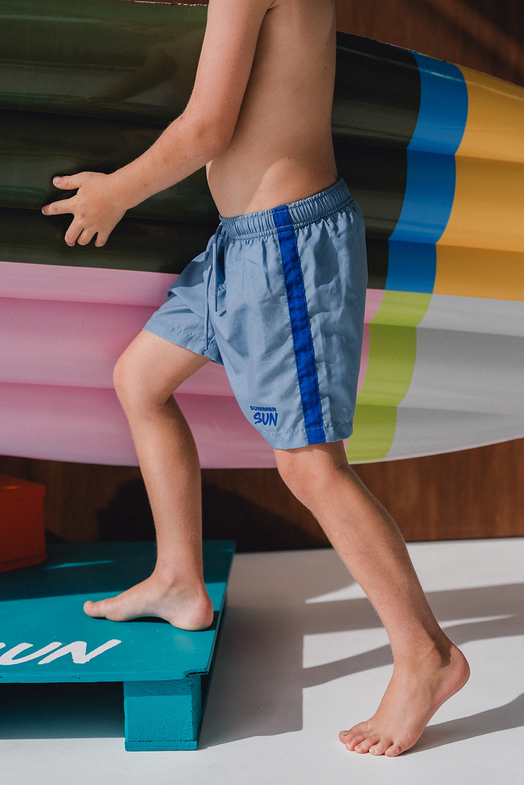 Denim with Marine Stripe Boardshort