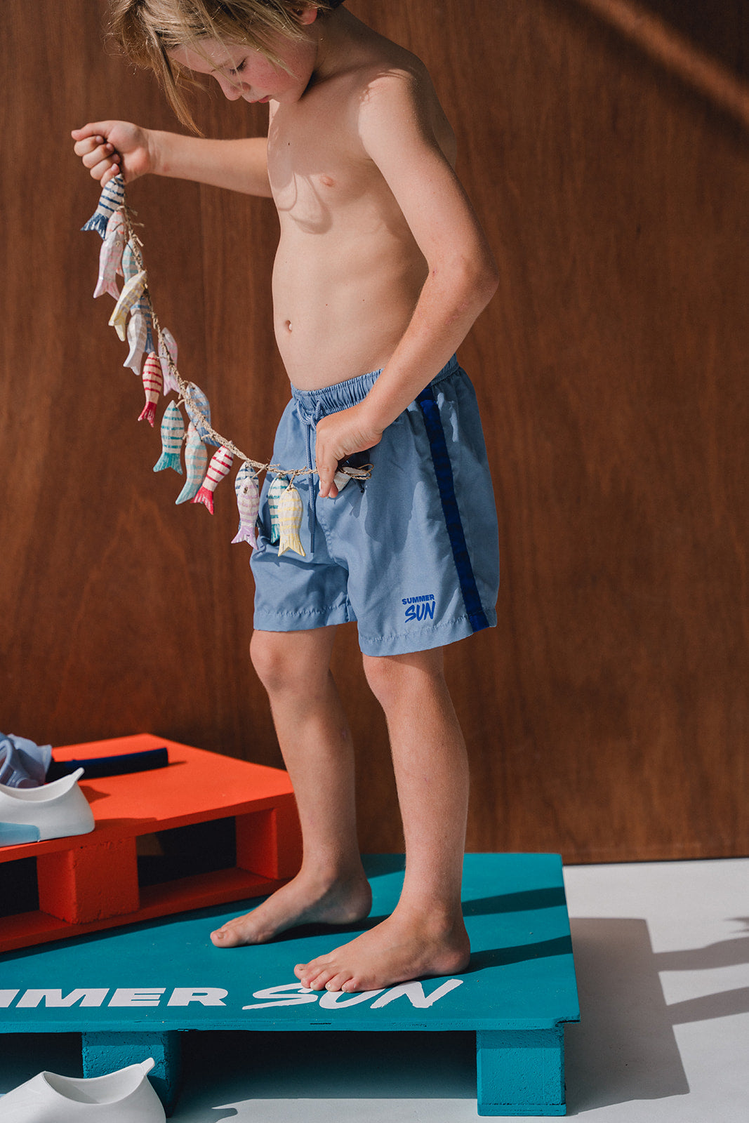 Denim with Marine Stripe Boardshort