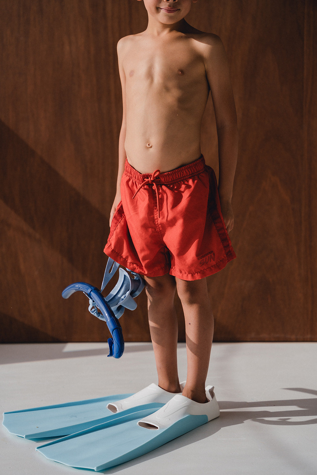 Chilli Red with Tomato Stripe Boardshort