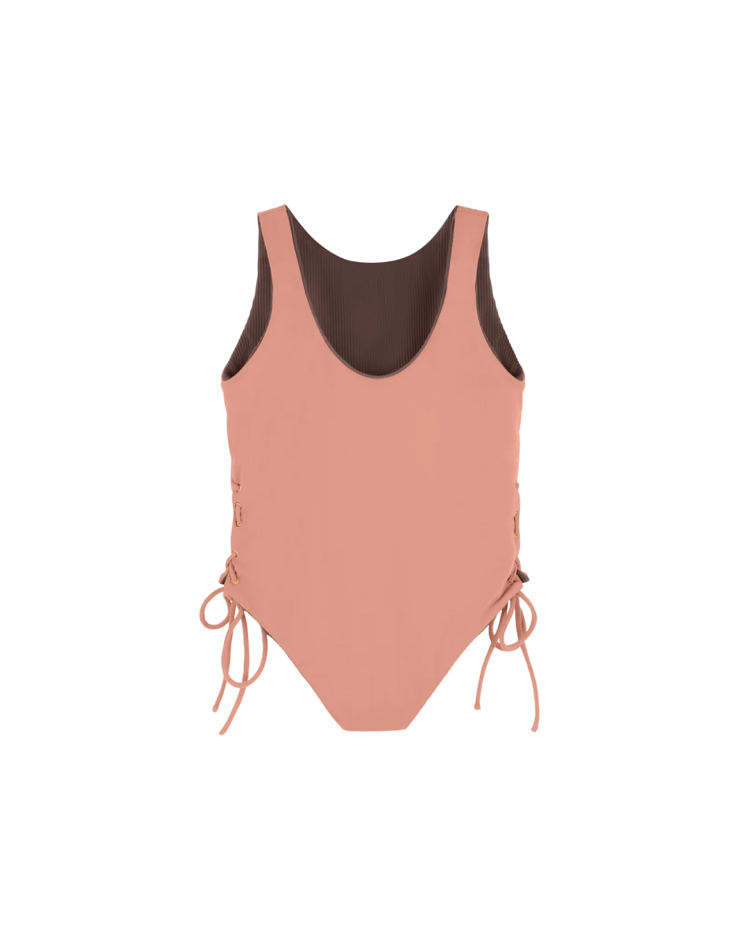 Tie Side Swimsuit - Chocolate with Honey Glow Tie Sides