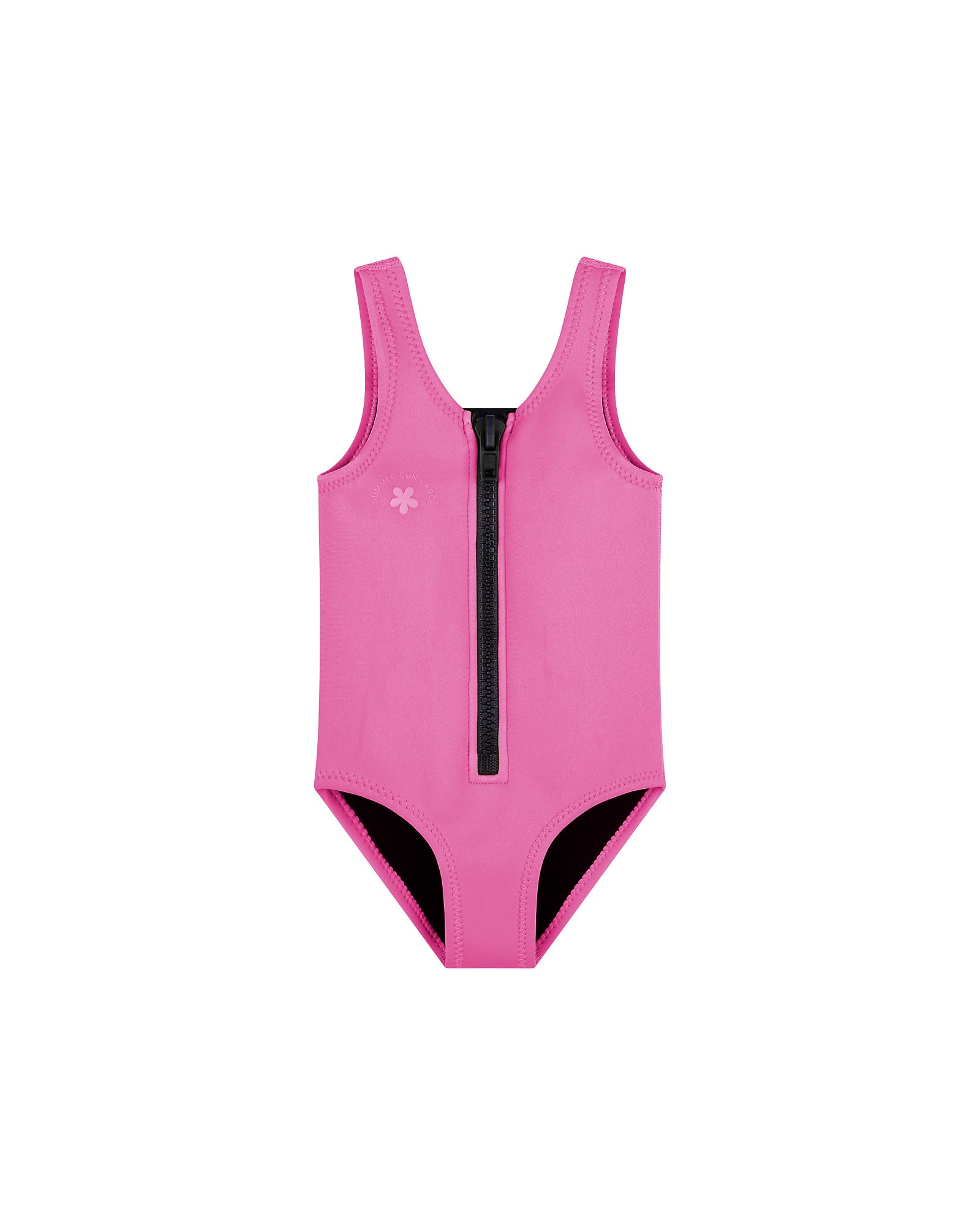Zip Front Swimsuit  - Fuschia Pink