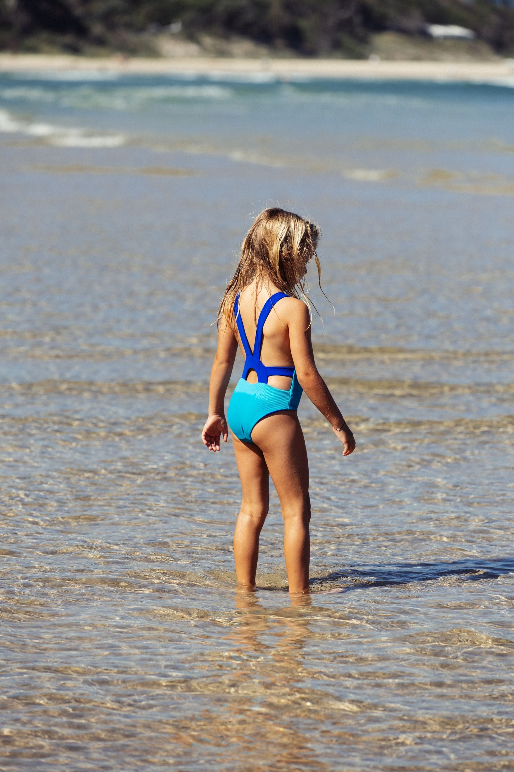 Sunback Swimsuit - Turquoise with Royal Blue Back