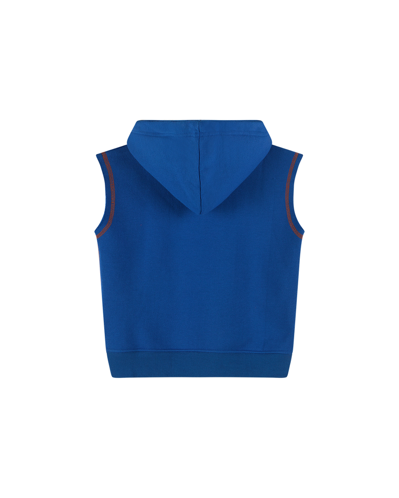 Sleeveless Hoodie - Marine/Mandarin