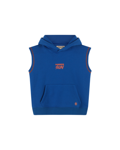 Sleeveless Hoodie - Marine/Mandarin