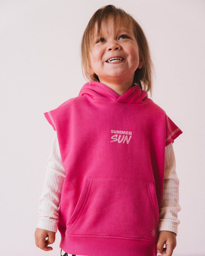 Sleeveless Hoodie - Candy Pink/Powder Pink