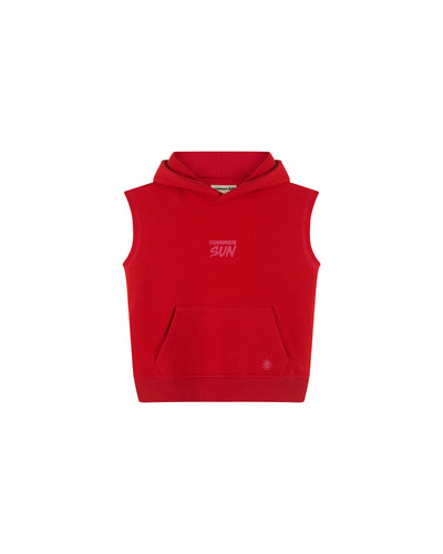 Sleeveless Hoodie - Chilli/Candy Pink