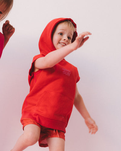 Sleeveless Hoodie - Chilli/Candy Pink