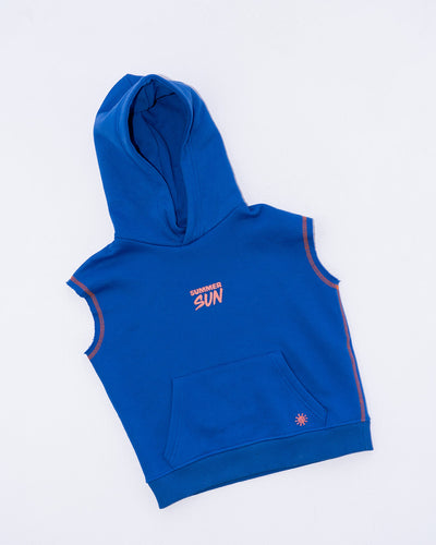 Sleeveless Hoodie - Marine/Mandarin