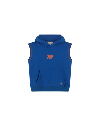 Sleeveless Hoodie - Marine/Mandarin