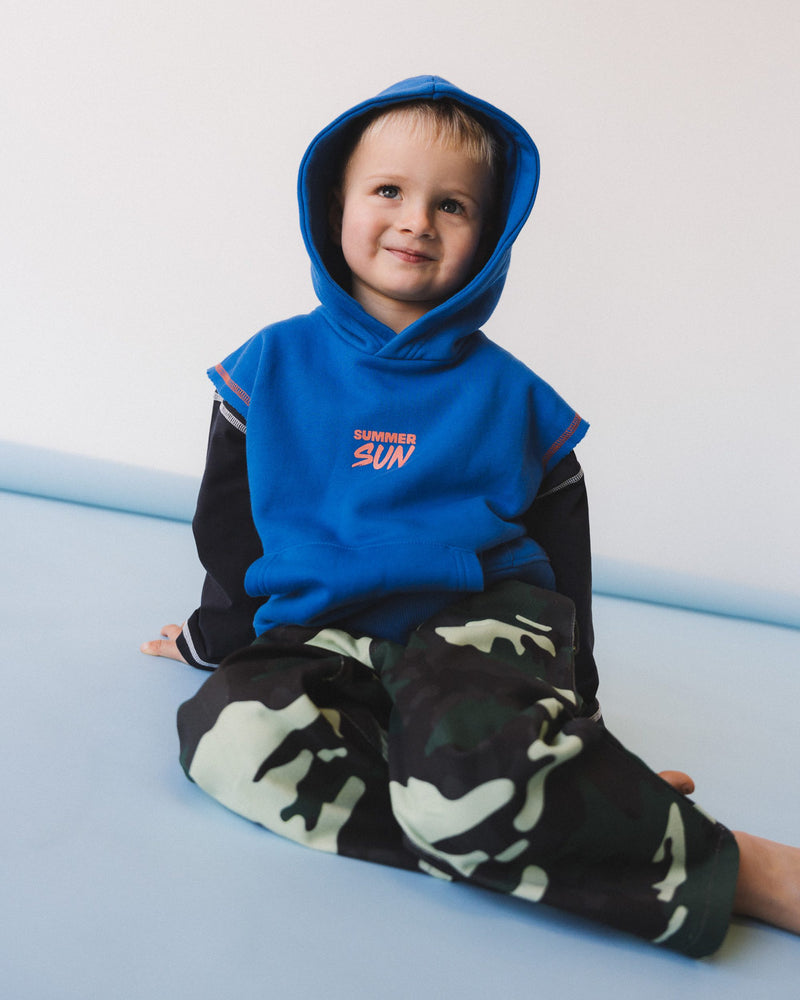 Sleeveless Hoodie - Marine/Mandarin