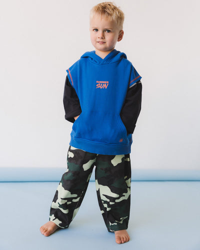 Sleeveless Hoodie - Marine/Mandarin