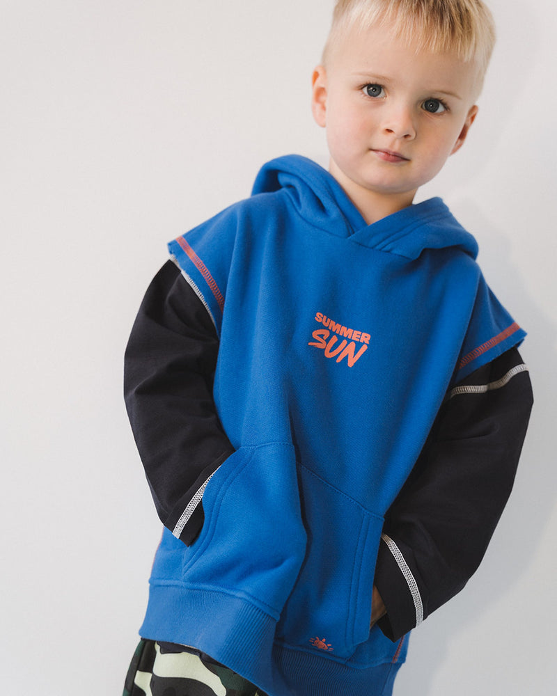 Sleeveless Hoodie - Marine/Mandarin